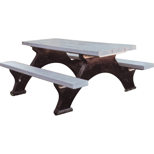 Tables de pique-nique en plastique recycl&eacute;, 8' lo x 62-1/4" la, Gris Brunswick Fyr & Safety