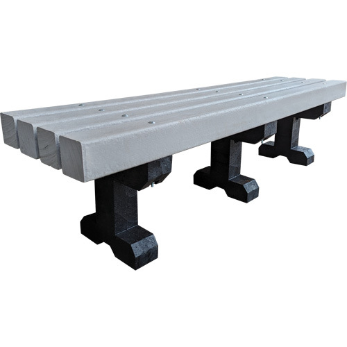 Park Bench, Recycled Plastic, 72" L x 17" W x 17" H, Grey Brunswick Fyr & Safety