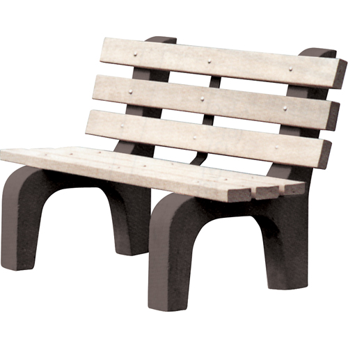Park Benches, Recycled Plastic, 48" L x 25" W x 31" H, Grey Brunswick Fyr & Safety