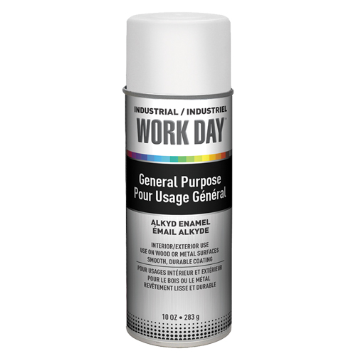 Peinture industrielle Work Day, Blanc, Tr&egrave;s mat, 10 oz, Canette a&eacute;rosol Brunswick Fyr & Safety