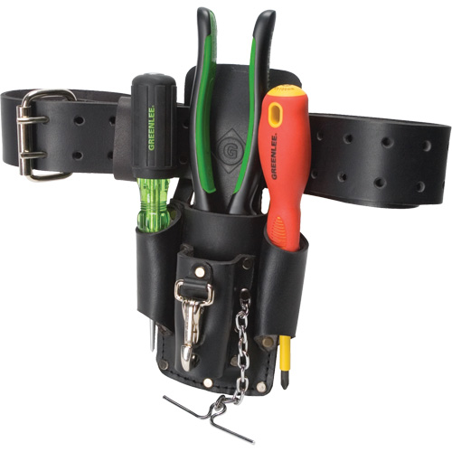 Tool Belt Pouch, Multiple Tool Holder, Leather, 4 Pockets Brunswick Fyr & Safety