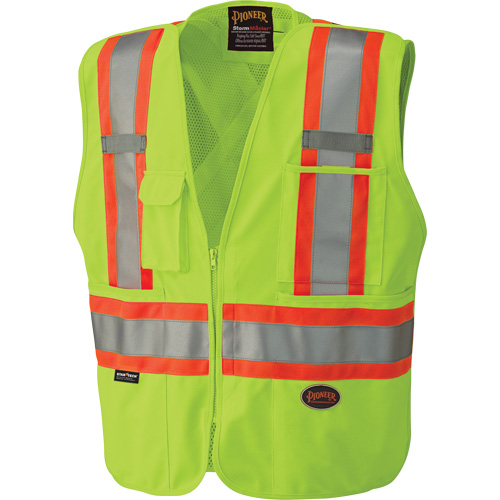 6936 Veste de s&eacute;curit&eacute; d&eacute;tachable en 5 points, Jaune lime haute visibilit&eacute;, T-Grand, Polyester Brunswick Fyr & Safety