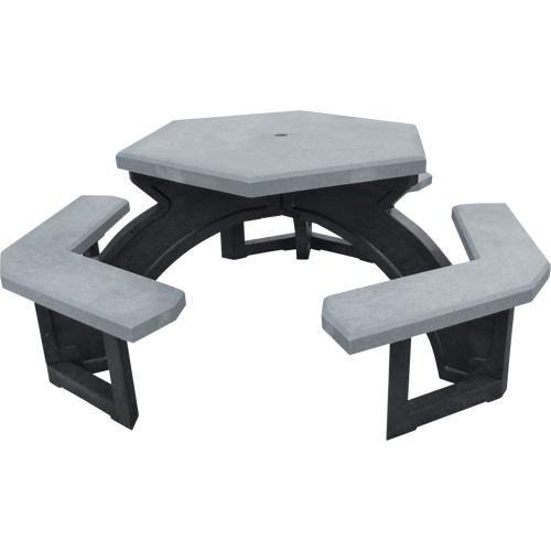Tables de pique-nique hexagonales en plastique recycl&eacute;, 78" lo x 78" la, Gris Brunswick Fyr & Safety