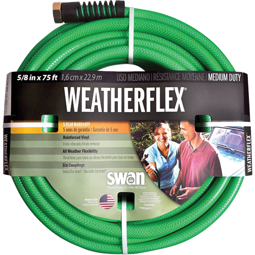 Weatherflex Medium Duty Garden Hoses, Vinyl, 5/8" dia. x 75' Brunswick Fyr & Safety