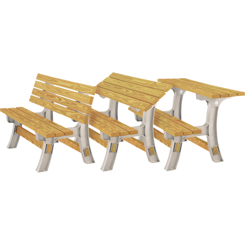 Basics&reg; Flip Top Park Bench / Table, Plastic, 96" L x 26" W x 34" H, Sand Brunswick Fyr & Safety