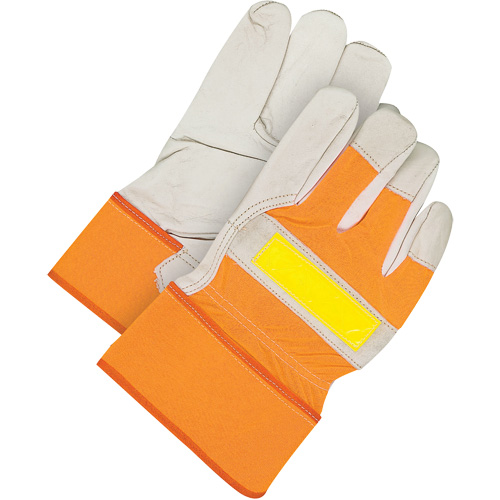 Classic High-Visibility Fitter Gloves, One Size, Grain Cowhide Palm, Fleece Inner Lining Brunswick Fyr & Safety
