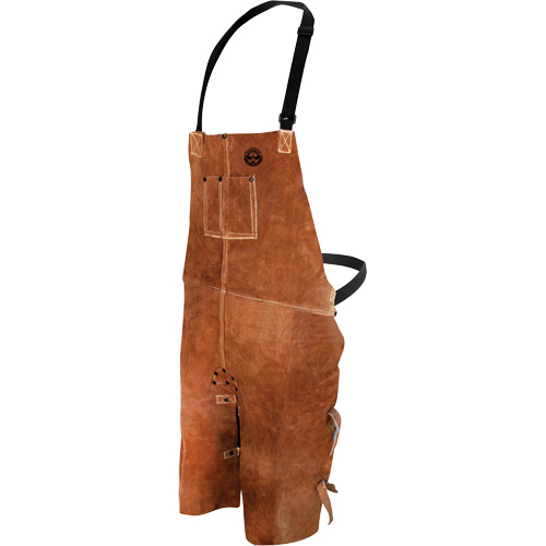 Leather Welding Apron, Split-Leg Bib, 36" L, Brown Brunswick Fyr & Safety