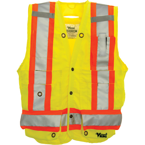 Surveyor Safety Vest, High Visibility Lime-Yellow, Large, Polyester Brunswick Fyr & Safety