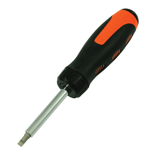 Ratcheting Multibit Screwdriver, 10-3/5" L, Cushion Grip Handle Brunswick Fyr & Safety
