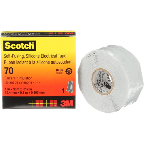 Ruban isolant en caoutchouc de silicone autofusionnant Scotch, 25,4 mm (1") x 9 m (30'), Gris, 12 mils Brunswick Fyr & Safety