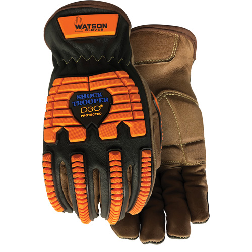 Gants antichocs Drill Sergeant, Grand, Paume en Cuir fleur, Poignet &agrave; enfiler Brunswick Fyr & Safety