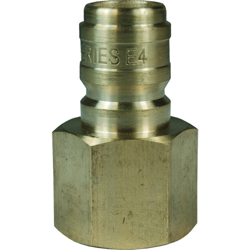 DQC E-Series Straight Through Interchange Plug, Brass, 3/4", Female NPTF, 1700 PSI Brunswick Fyr & Safety