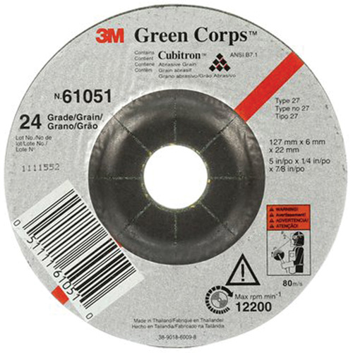 Meule flexible Green Corps, 5" x 1/4", Arbre 7/8", C&eacute;ramique, Type 1 Brunswick Fyr & Safety