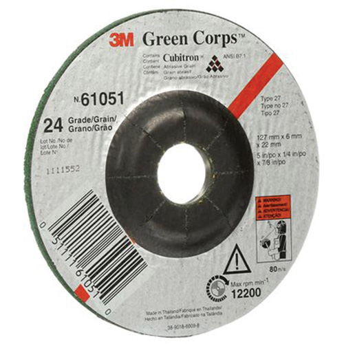 Meule flexible Green Corps, 5" x 1/4", Arbre 7/8", C&eacute;ramique, Type 1 Brunswick Fyr & Safety