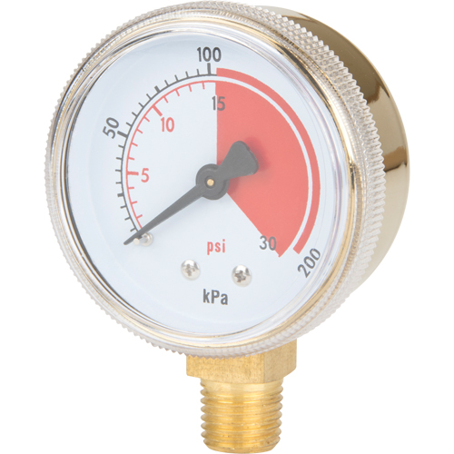 Brass Gauge, 2-1/2" , 30 psi, Bottom Mount, Analogue Brunswick Fyr & Safety