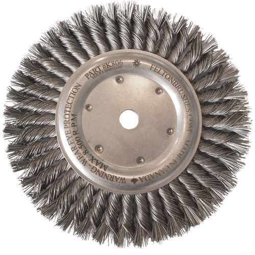 Brosses m&eacute;talliques &agrave; touret, Dia. 8", Fils 0,014", Arbre 5/8"-11, Acier Brunswick Fyr & Safety