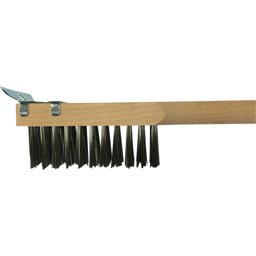 Brosse de nettoyage avec racloir, Acier inoxydable, 3 x 10 rangs de fils, Longueur 20" Brunswick Fyr & Safety
