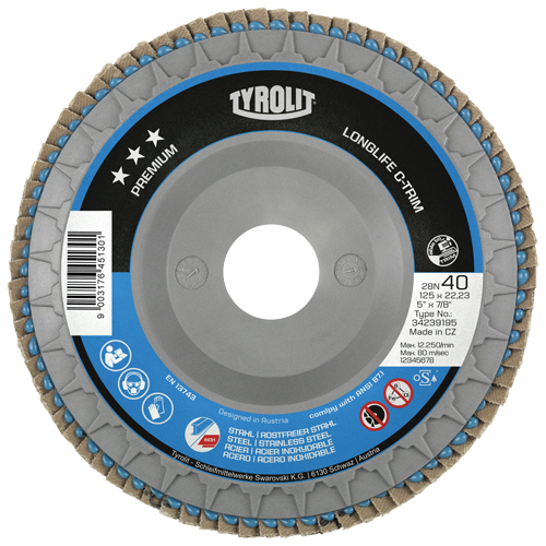 Disque &agrave; lamelles C-Trim robuste, 6" x 7/8", Type 29, Grain 40, Zirconium Brunswick Fyr & Safety