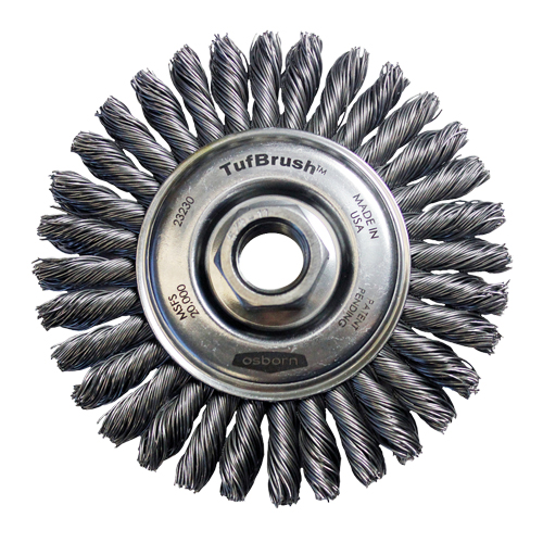 TufBrush Knot Wire Wheel Brush, 4" Dia., 0.02" Fill, 5/8"-11 Arbor, Steel Brunswick Fyr & Safety