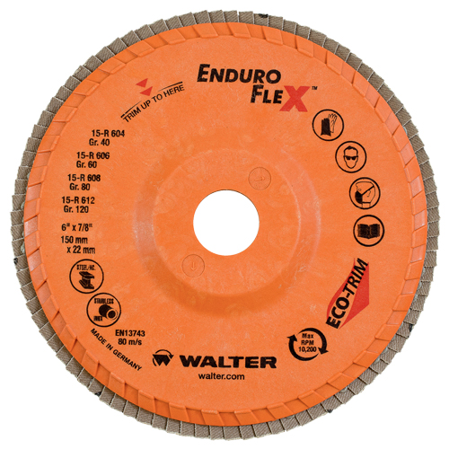 Disques &agrave; lamelles Enduro-Flex, 6" x 7/8", Type 27, Grain 40, Zirconium Brunswick Fyr & Safety