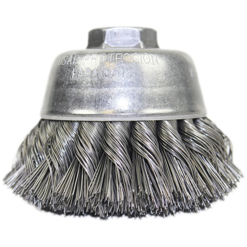 Knot Wire Cup Brush, 3-1/2" Dia. x 5/8"-11 Arbor Brunswick Fyr & Safety