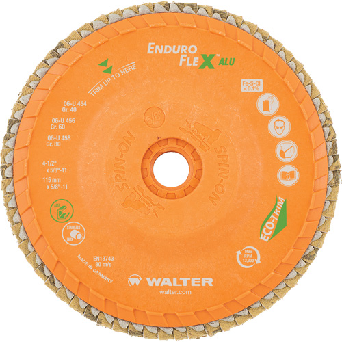 Disque &agrave; lamelles vissable Enduro-Flex Alu, 4-1/2" x 5/8"-11, Type 27, Grain 40, Alumine de zirconium Brunswick Fyr & Safety