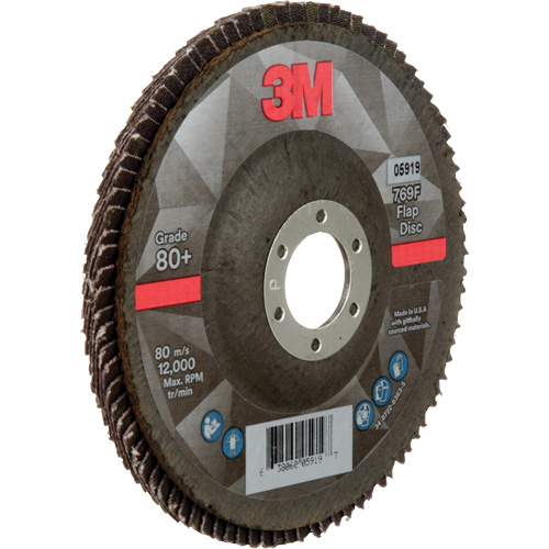 Disque &agrave; lamelles &agrave; changement rapide 769F, 5" x 7/8", Type 27, Grain 80+, C&eacute;ramique Brunswick Fyr & Safety