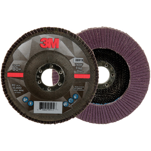 Disque &agrave; lamelles &agrave; changement rapide 769F, 5" x 7/8", Type 27, Grain 80+, C&eacute;ramique Brunswick Fyr & Safety