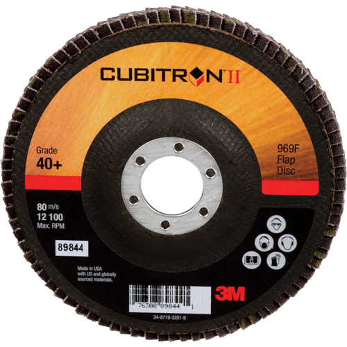 Disque &agrave; lamelles 969F Cubitron II , 5" x 7/8", Type 27, Grain 40+, C&eacute;ramique Brunswick Fyr & Safety