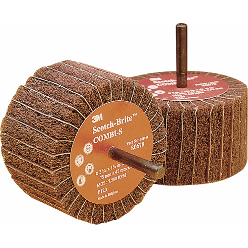 Combi Wheels, 3" Dia. x 1-3/4" W, 1/4" Arbor, Aluminum Oxide Brunswick Fyr & Safety