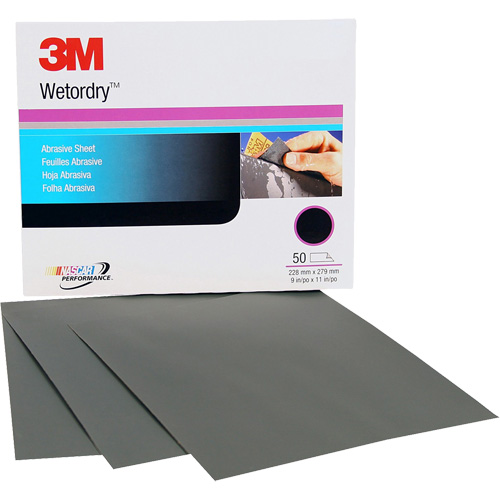 Feuille abrasive Wetordry, 9" x 11", Grain P500, Oxyde d'aluminium Brunswick Fyr & Safety
