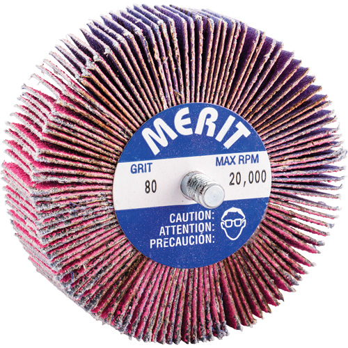 Threaded Mini Flap Wheel, Ceramic Alumina, 80 Grit, 3" x 1" x 1/4"-20 Brunswick Fyr & Safety