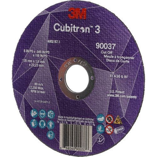 Meule &agrave; tronçonner Cubitron 3, 5" x 0,045", Arbre de 7/8", Type 1, C&eacute;ramique, 12250 Tr/min Brunswick Fyr & Safety