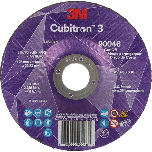 Meule &agrave; tronçonner Cubitron 3, 5" x 0,09", Arbre de 7/8", Type T27, C&eacute;ramique, 12250 Tr/min Brunswick Fyr & Safety