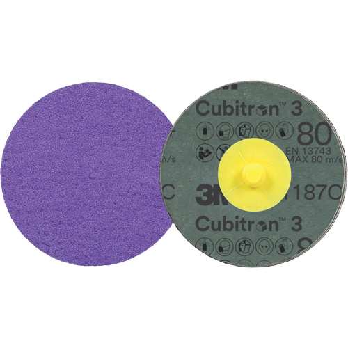 Cubitron 3 Roloc Fibre Disc, 2" Dia., 80+ Grit, Ceramic Brunswick Fyr & Safety