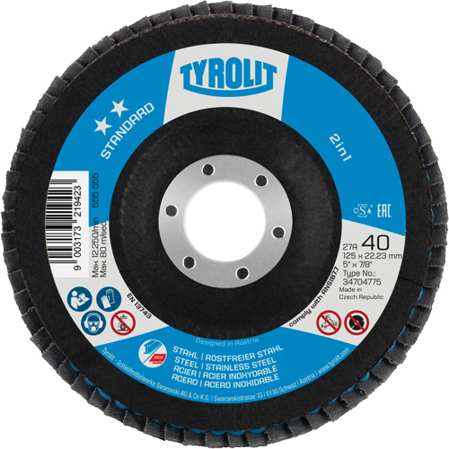 2-in-1 Flap Disc, 5" x Type 27A, 60 Grit Brunswick Fyr & Safety