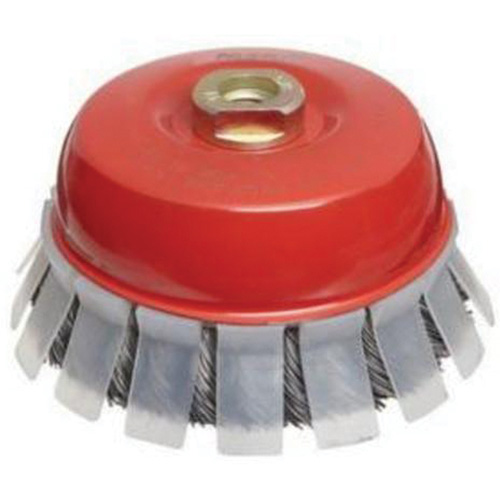 Knotted Wire Cup Brush with Protective Guard, 2-3/4" Dia. x 5/8"-11 Arbor Brunswick Fyr & Safety