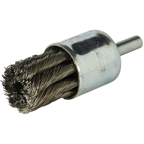 Stem Mounted Knotted Wire Brush, 3/4" Dia. x 1/4" Arbor Brunswick Fyr & Safety