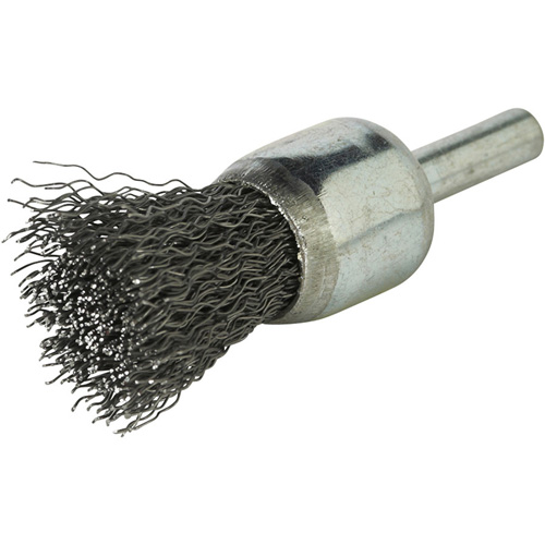 Brosse &agrave; fils cr&ecirc;p&eacute;s avec moyeu, 3/4", Fils 0,014", Tige 1/4" Brunswick Fyr & Safety