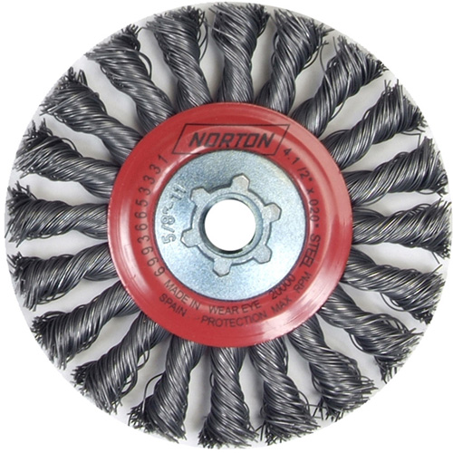 Roue compl&egrave;te de c&acirc;ble de torsion, Dia. 4", Fils 0,02", Arbre 5/8"-11, Acier Brunswick Fyr & Safety