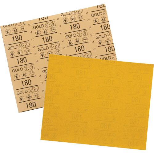 Feuille abrasive dor&eacute;e 12545, 9" x 11", Grain 180, Oxyde d'aluminium Brunswick Fyr & Safety
