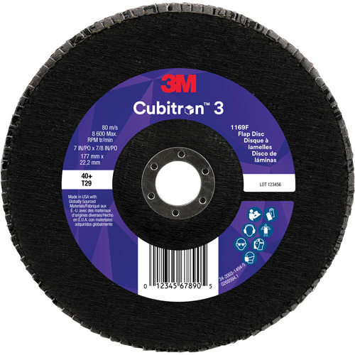 Cubitron 3 Conical  Flap Disc 1169F, 7" x 7/8", Type T29, 40+ Grit, Ceramic Brunswick Fyr & Safety
