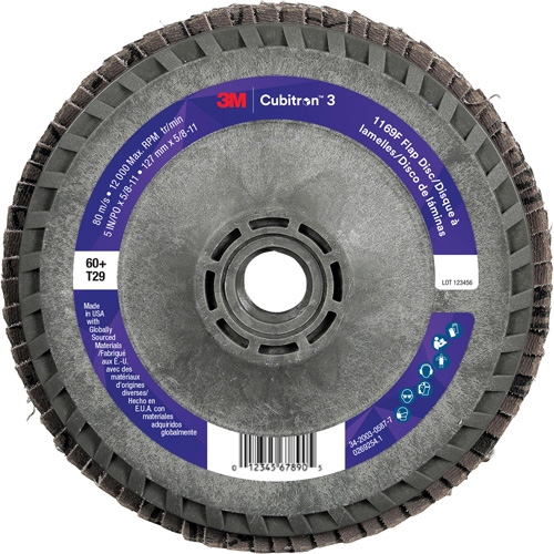 Cubitron 3 Flap Disc 1169F, 5" x 5/8"-11, Type T29, 60+ Grit, Ceramic Brunswick Fyr & Safety