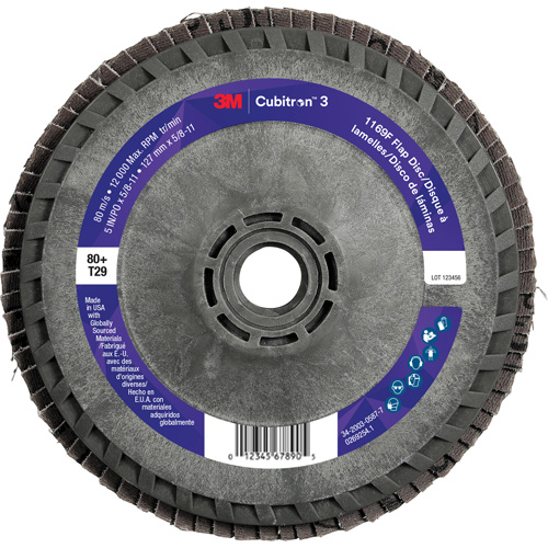Cubitron 3 Flap Disc 1169F, 5" x 5/8"-11, Type T29, 80+ Grit, Ceramic Brunswick Fyr & Safety