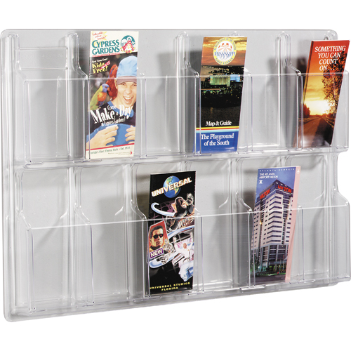 Literature Displays, Wall Mount, 12 Slots, Plastic, 30" W x 2" D x 20-3/8" H Brunswick Fyr & Safety