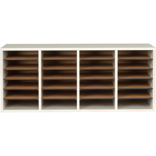 Adjustable Compartment Literature Organizer, Stationary, 24 Slots, Wood, 39-1/4" W x 11-3/4" D x 16-1/4" H Brunswick Fyr & Safety
