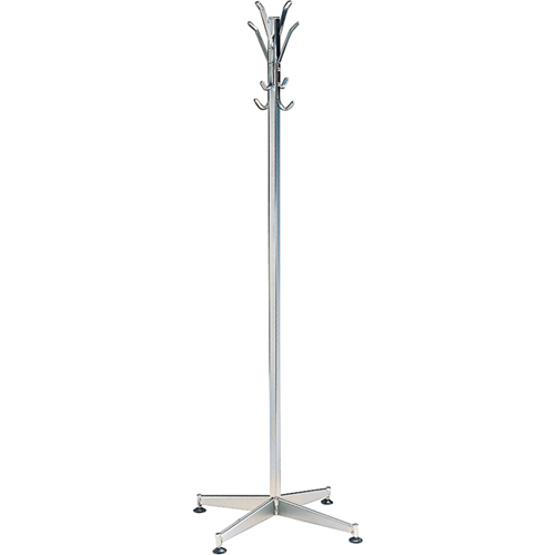Coat Tree, 60" H, Steel, Chrome, 8 Hook(s) Brunswick Fyr & Safety