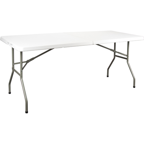 Table se pliant en deux, Rectangulaire, 72" l x 30" la, Poly&eacute;thyl&egrave;ne, Blanc Brunswick Fyr & Safety