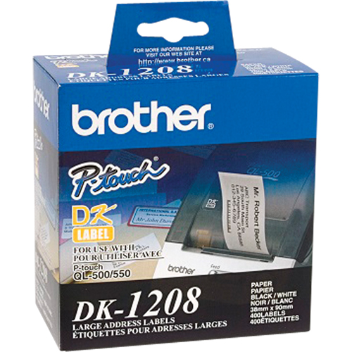 &eacute;tiquettes d'adresse de s&eacute;rie DK, 1-1/2" la x 3-1/2" la x Blanc Brunswick Fyr & Safety