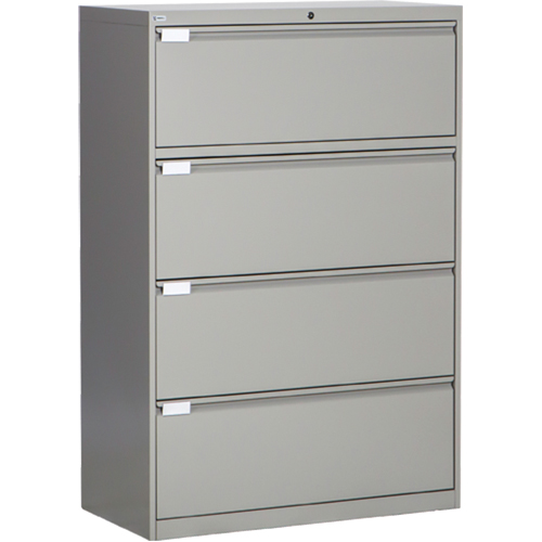 Lateral Filing Cabinet, Steel, 4 Drawers, 36" W x 18" D x 53-3/8" H, Grey Brunswick Fyr & Safety